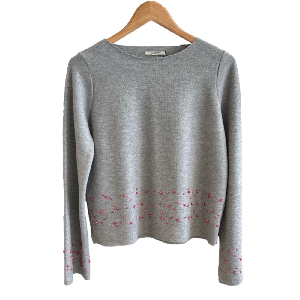 Zara Pearl Embellished Sweater NWT - Picture 13 of 15